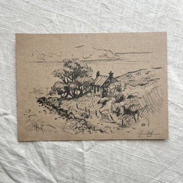 LAKESIDE COTTAGE | ORIGINAL SKETCH ON TONED PAPER 5