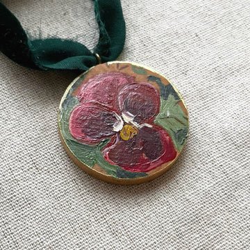 PANSIES - RED | HAND PAINTED ORNAMENT 2025