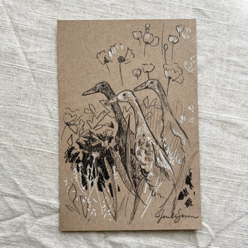 GARDEN RUNNER DUCKS | ORIGINAL SKETCH ON TONED PAPER 4