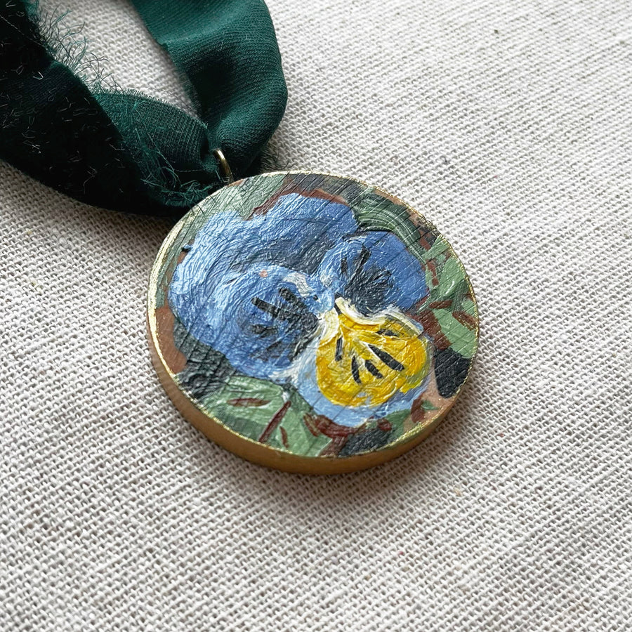 PANSIES - BLUE | HAND PAINTED ORNAMENT 2025