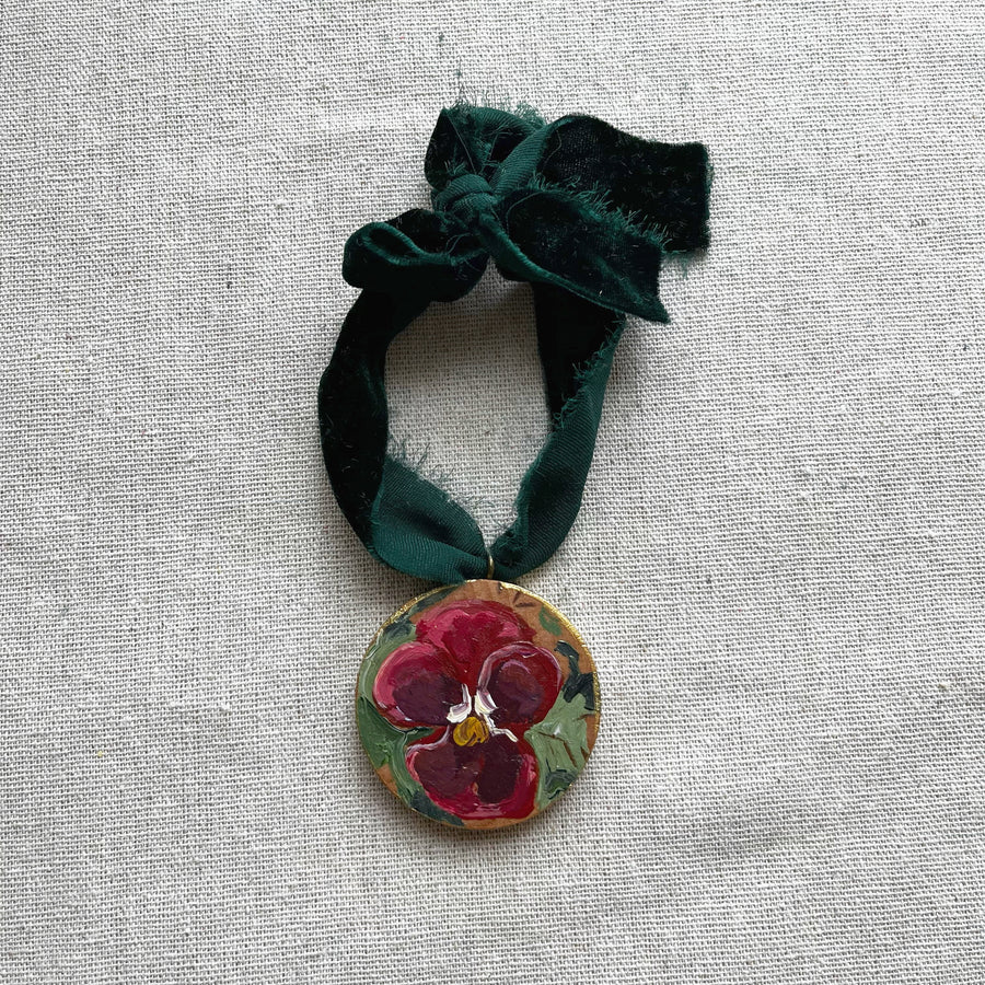 PANSIES - RED | HAND PAINTED ORNAMENT 2025