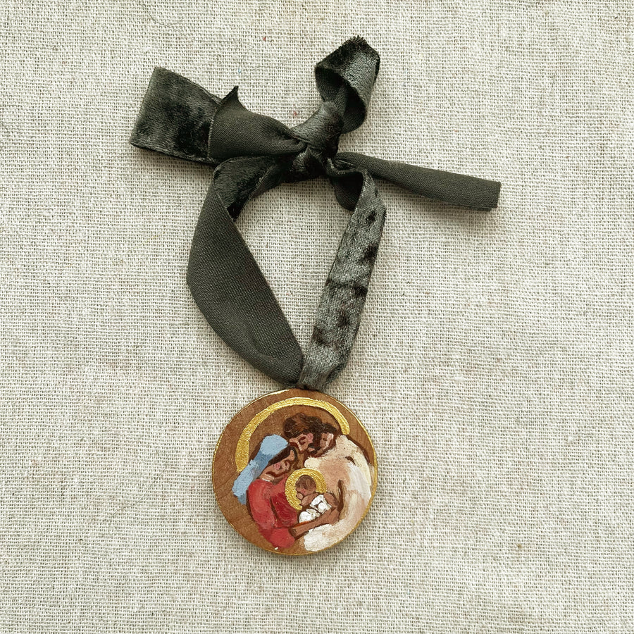 HOLY FAMILY - RED+BLUE NO. 2 | HAND PAINTED ORNAMENT 2025