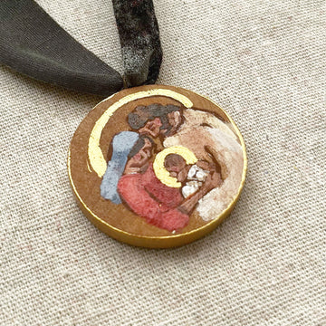 HOLY FAMILY - RED+BLUE NO. 2 | HAND PAINTED ORNAMENT 2025