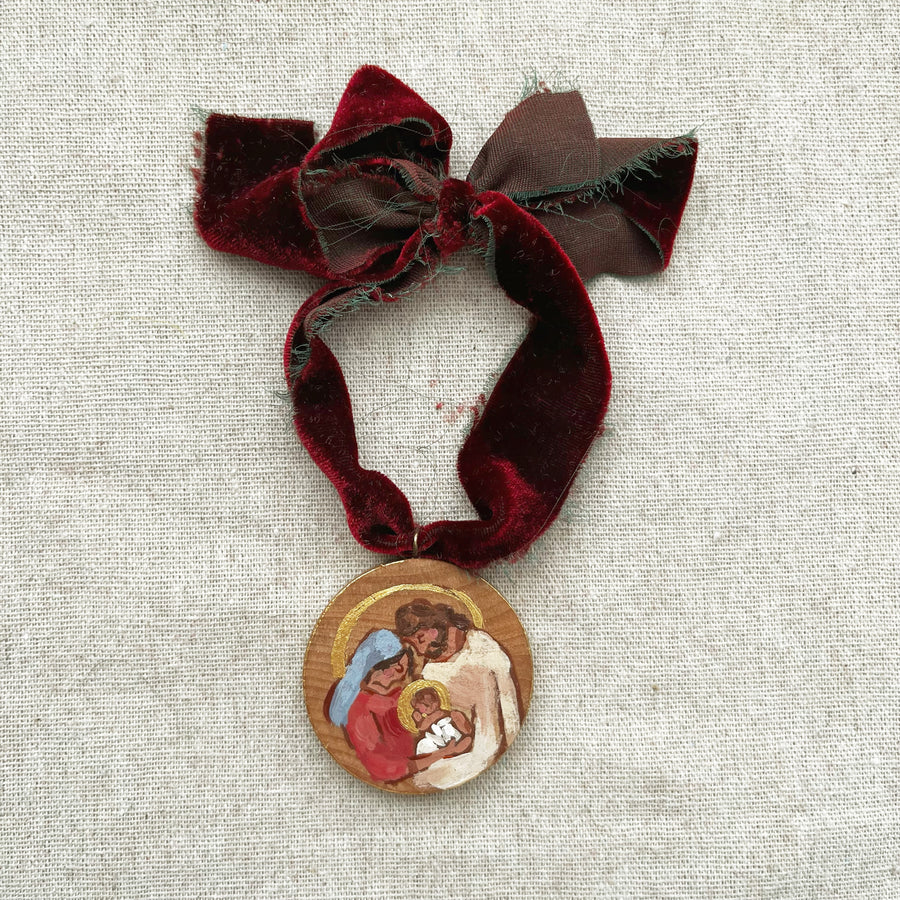 HOLY FAMILY - RED+BLUE NO. 1 | HAND PAINTED ORNAMENT 2025