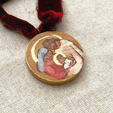 HOLY FAMILY - RED+BLUE NO. 1 | HAND PAINTED ORNAMENT 2025