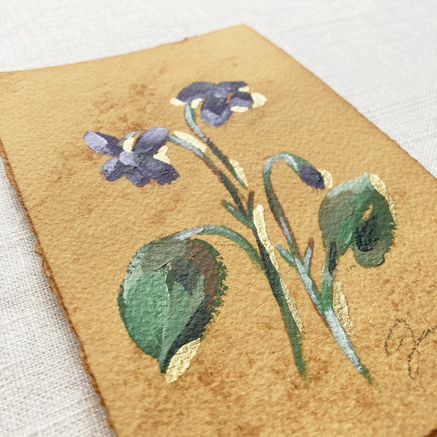 VIOLETS ON TEA-DYED PAPER | ORIGINAL PAINTING 4