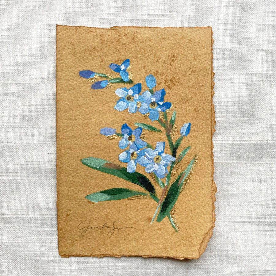 FORGET ME NOTS ON TEA-DYED PAPER | ORIGINAL PAINTING 4