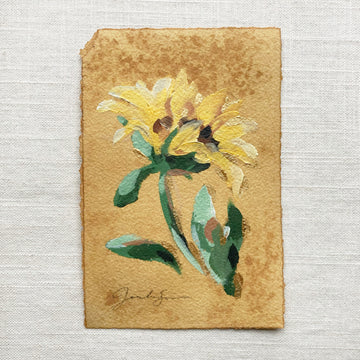 SUNFLOWER ON TEA-DYED PAPER | ORIGINAL PAINTING 4