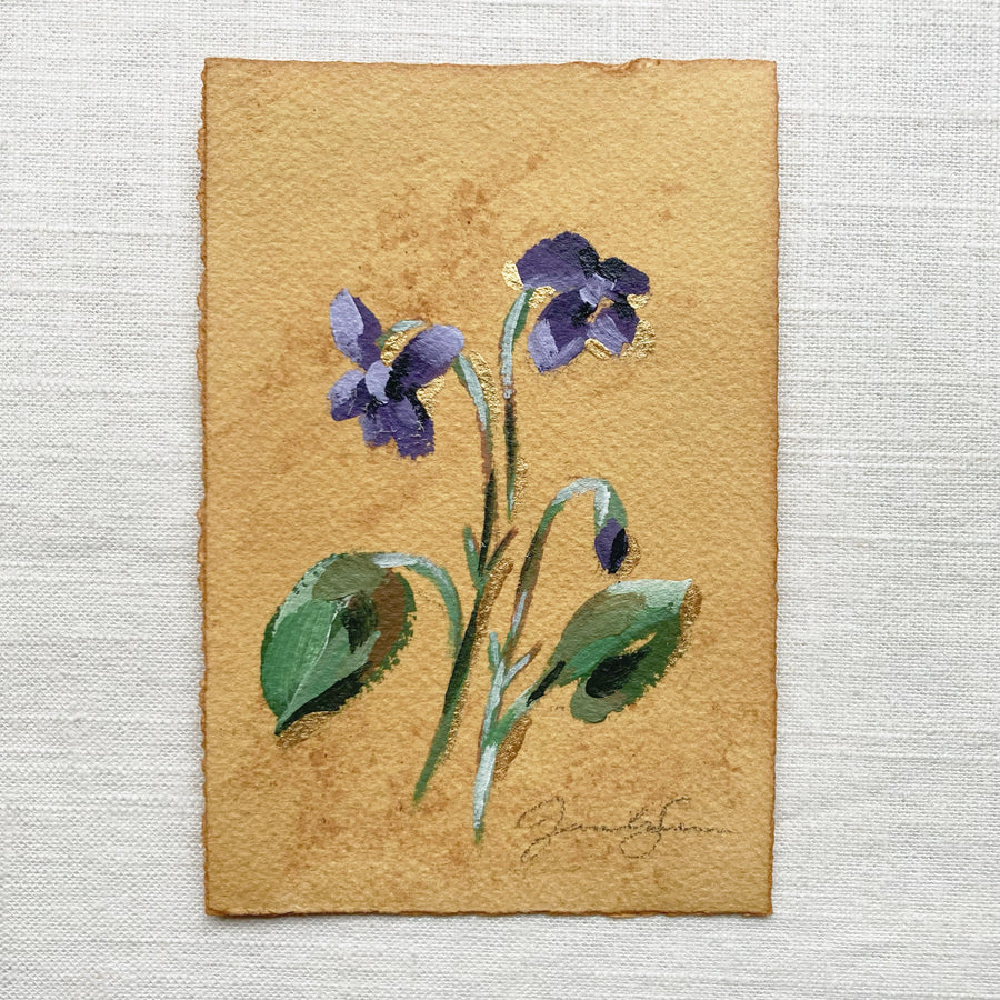 VIOLETS ON TEA-DYED PAPER | ORIGINAL PAINTING 4