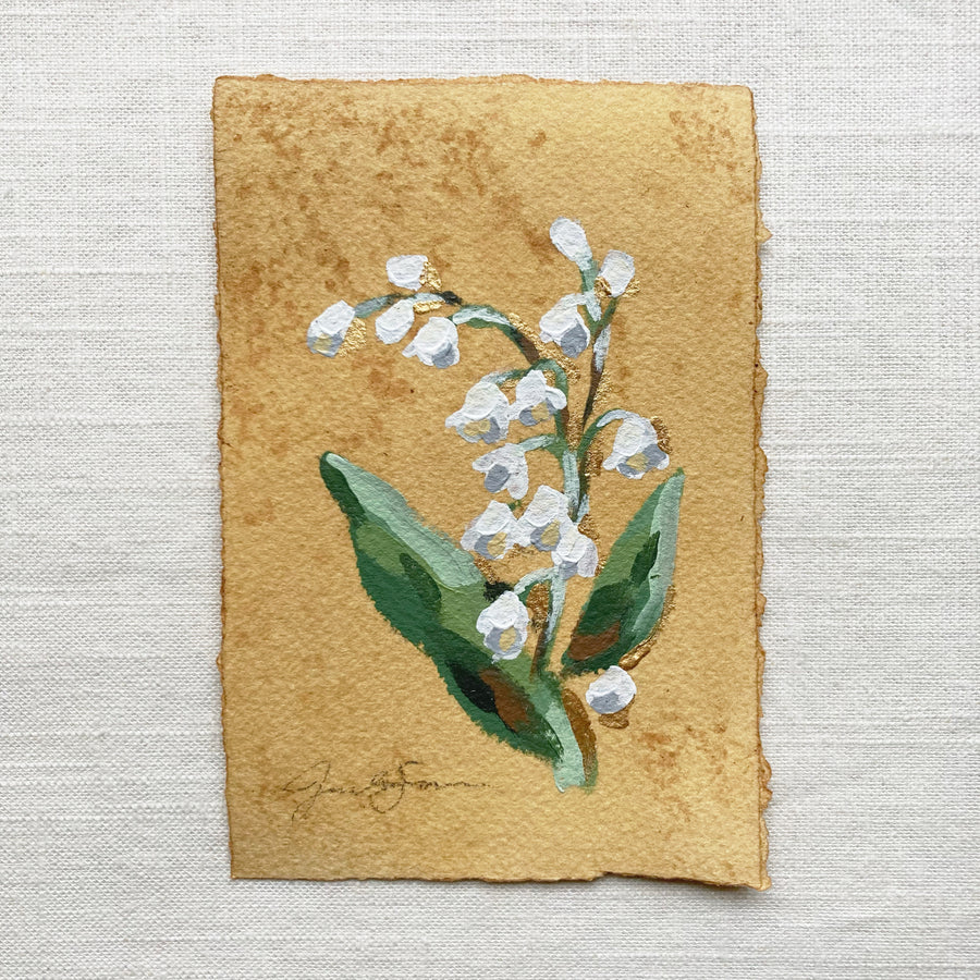 LILY OF THE VALLEY ON TEA-DYED PAPER | ORIGINAL PAINTING 4