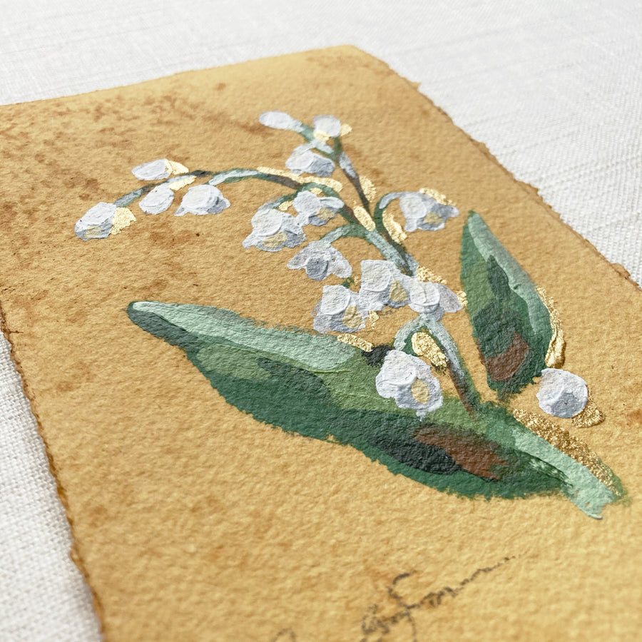 LILY OF THE VALLEY ON TEA-DYED PAPER | ORIGINAL PAINTING 4