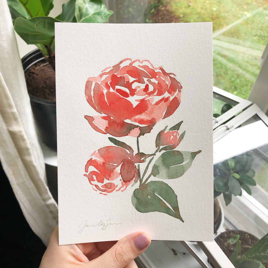 RED GARDEN ROSE | ORIGINAL PAINTING 5