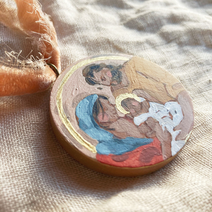 HOLY FAMILY NO.1 - COLORFUL | HAND PAINTED ORNAMENT ON WOOD
