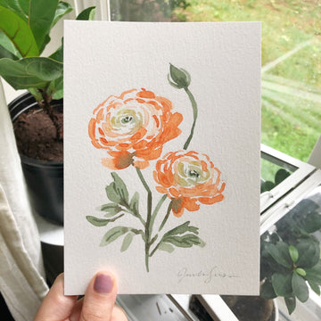 ORANGE RUNNUNCULUS | ORIGINAL PAINTING 5