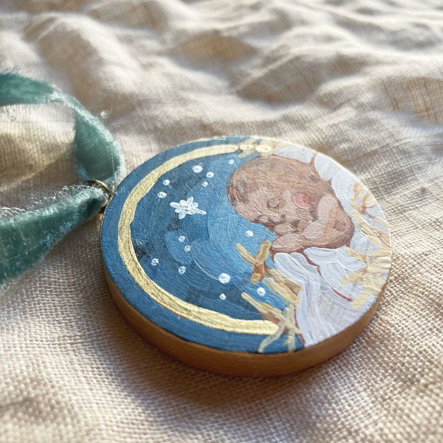 BABY JESUS NO. 2 | HAND PAINTED ORNAMENT ON WOOD