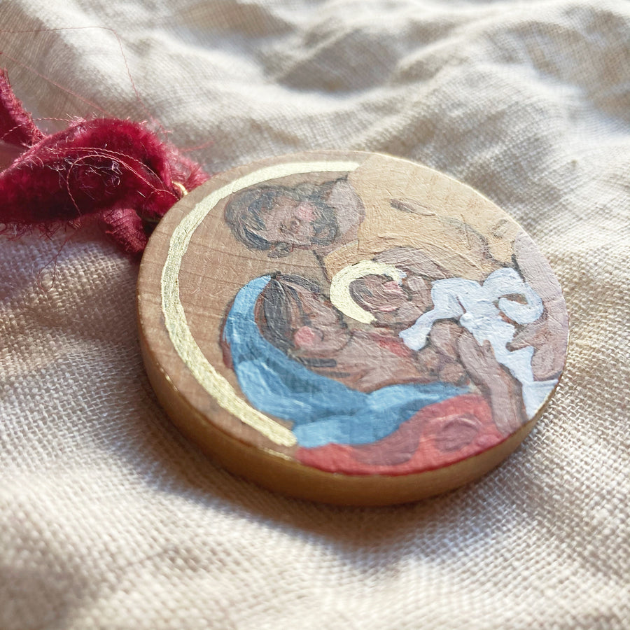 HOLY FAMILY NO.2 - COLORFUL | HAND PAINTED ORNAMENT ON WOOD