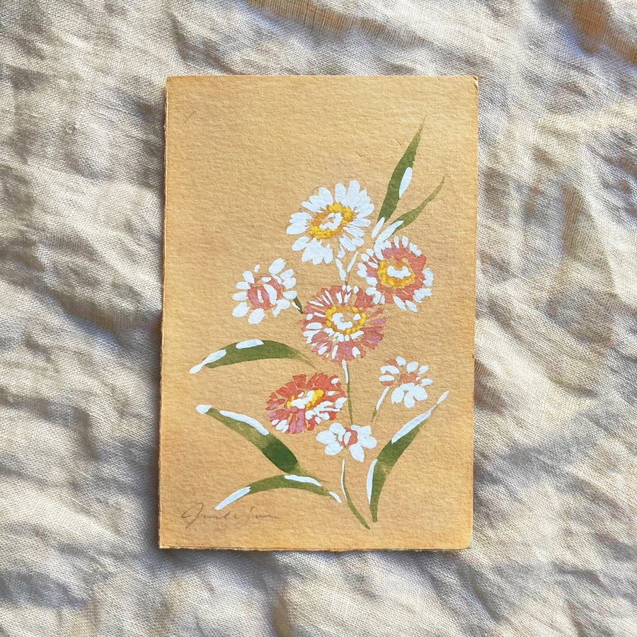 STRAWFLOWER | ORIGINAL PAINTING ON TEA DYED PAPER 4