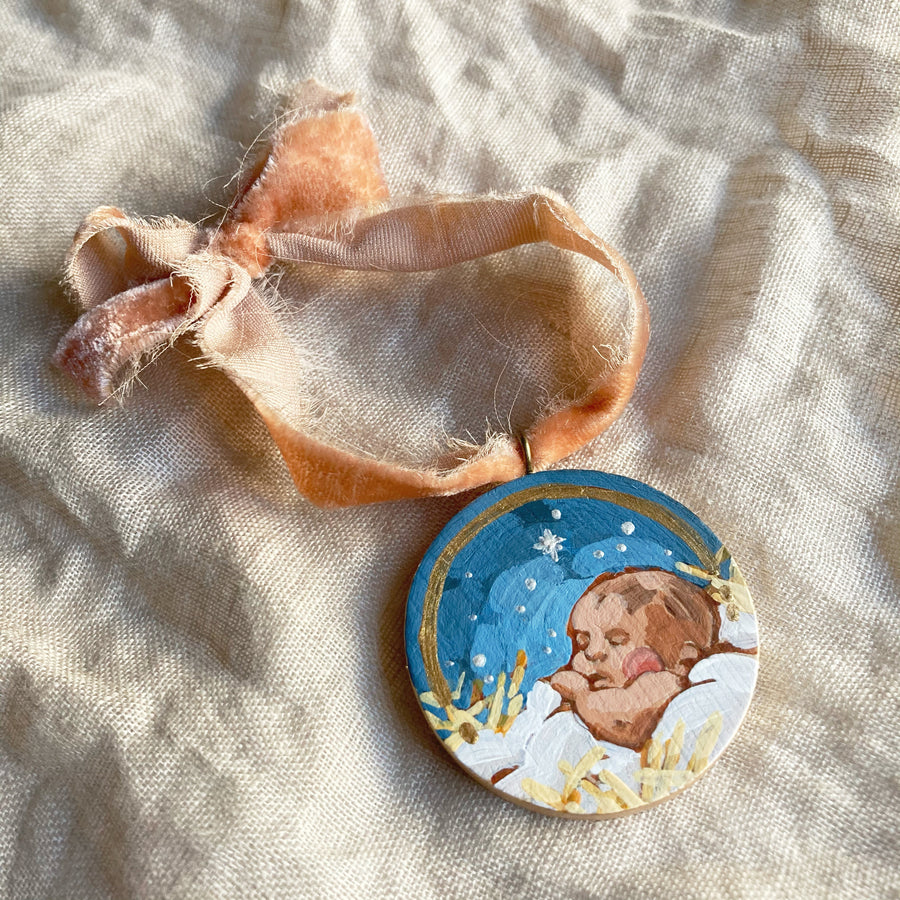 BABY JESUS NO. 1 | HAND PAINTED ORNAMENT ON WOOD