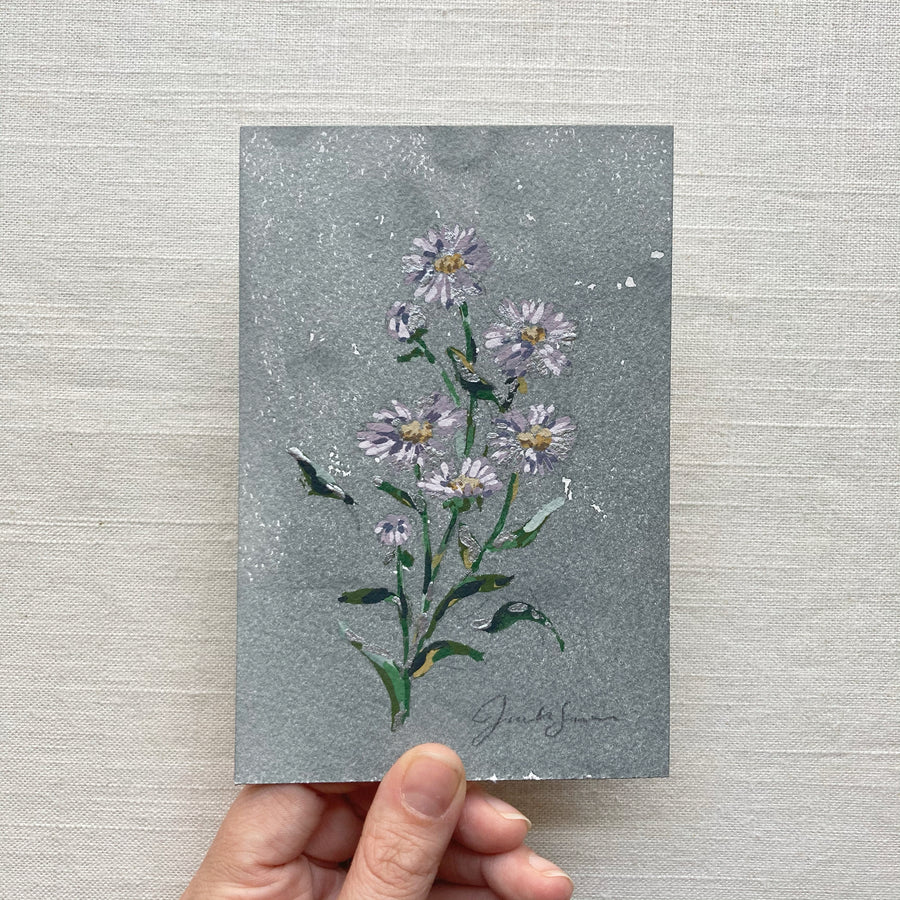 ASTERS WITH SILVER ON TEA-DYED PAPER | ORIGINAL PAINTING 4