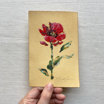 POPPY WITH GOLD ON TEA-DYED PAPER | ORIGINAL PAINTING 4