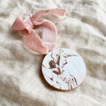 TRIUMPH OF THE SKIES - BRUNETTE 4 | HAND PAINTED ORNAMENT ON WOOD