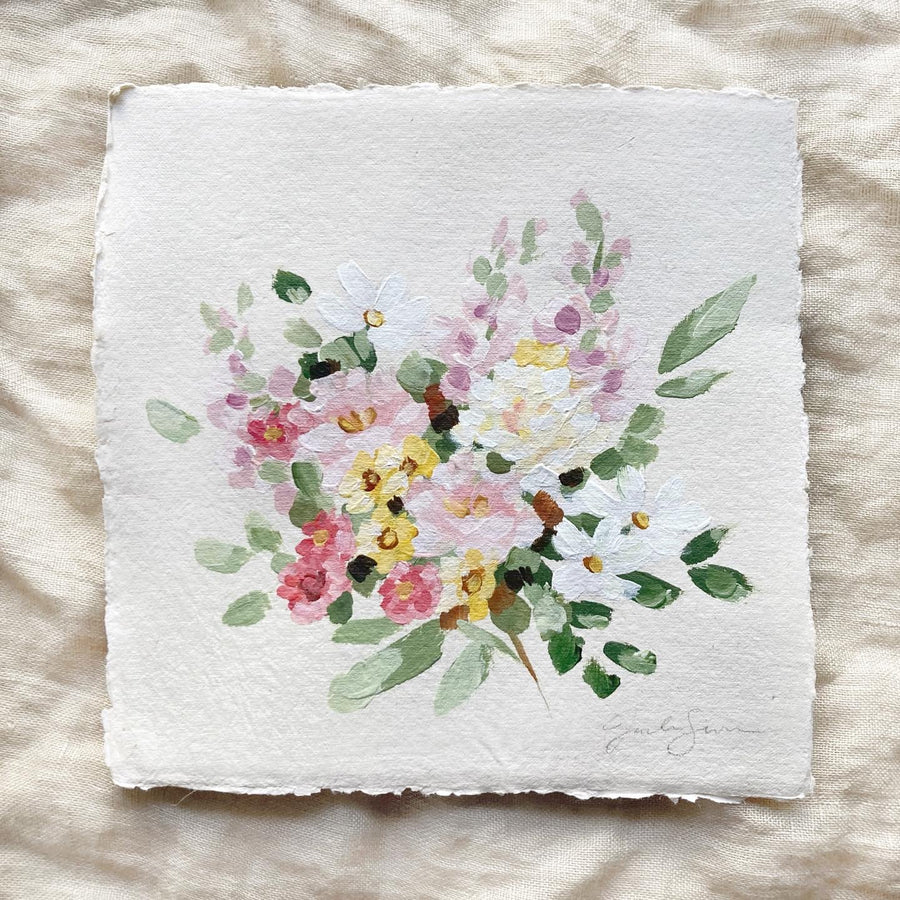DAY 18 FLORAL BOUQUET | ORIGINAL PAINTING ON HANDMADE PAPER 7