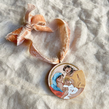 HOLY FAMILY NO.1 - COLORFUL | HAND PAINTED ORNAMENT ON WOOD