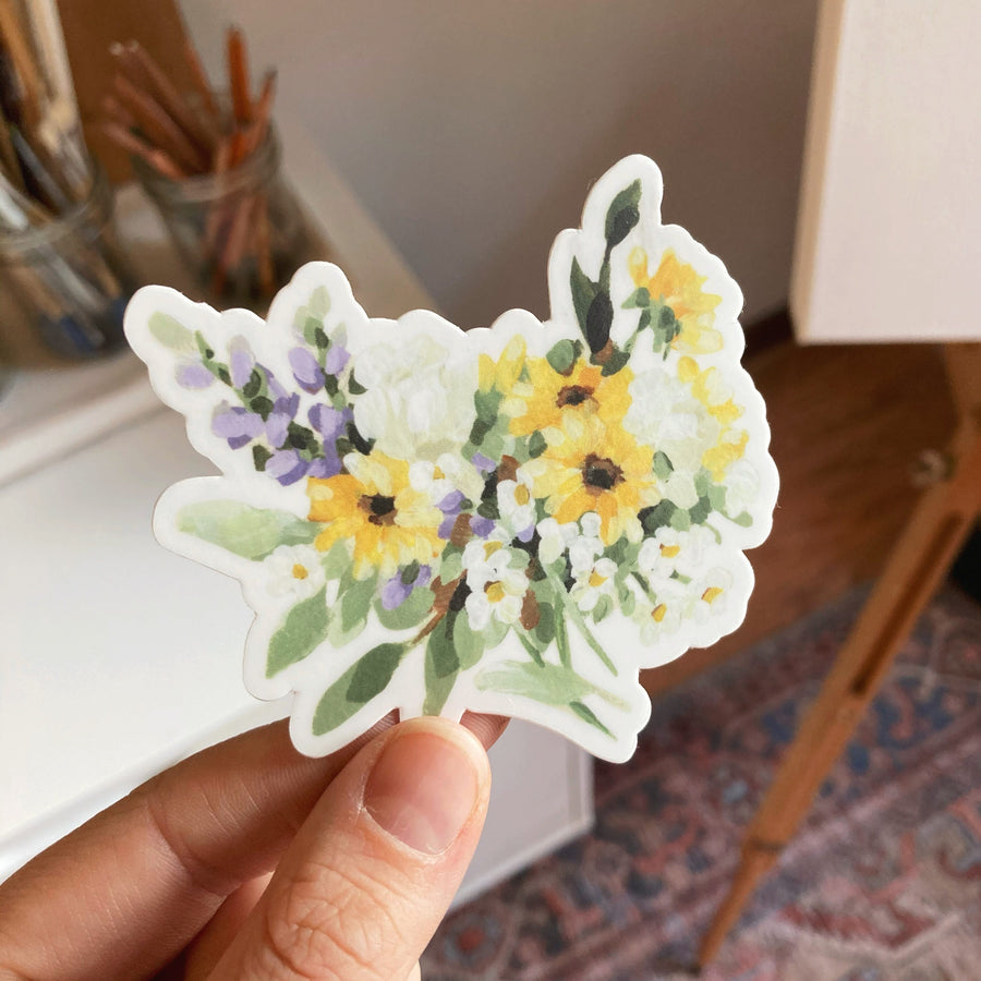 “HAPPY SUNFLOWERS” FLORAL | WATERPROOF STICKER