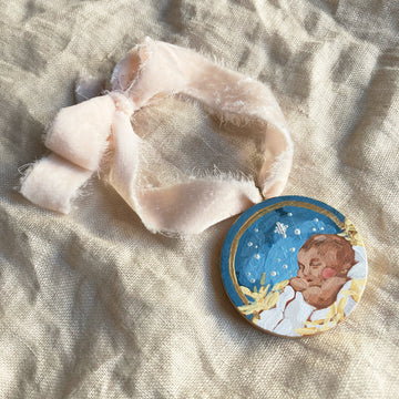 BABY JESUS NO. 3 | HAND PAINTED ORNAMENT ON WOOD