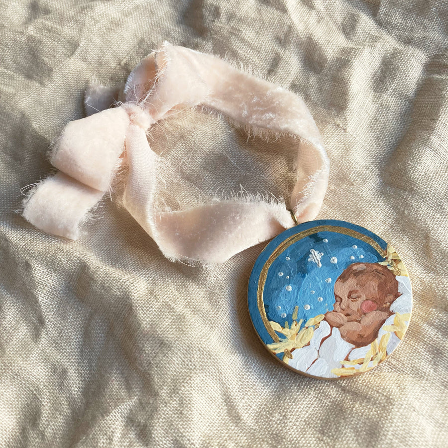 BABY JESUS NO. 3 | HAND PAINTED ORNAMENT ON WOOD