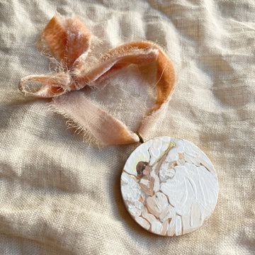 TRIUMPH OF THE SKIES - BRUNETTE 2 | HAND PAINTED ORNAMENT ON WOOD