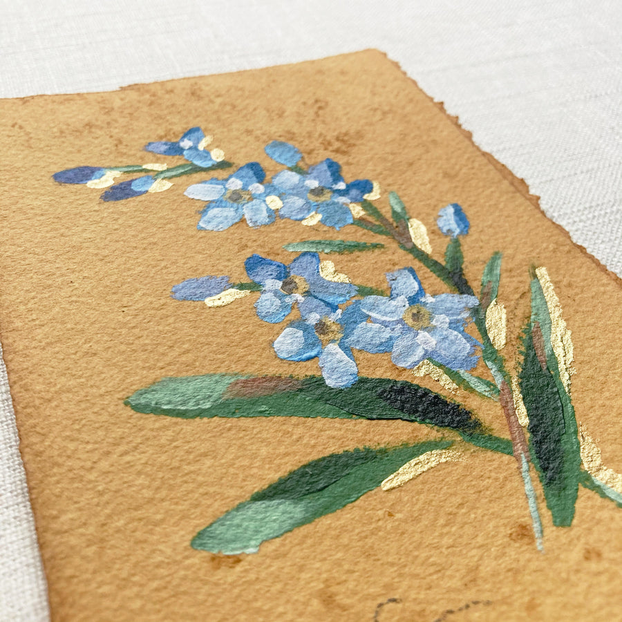 FORGET ME NOTS ON TEA-DYED PAPER | ORIGINAL PAINTING 4